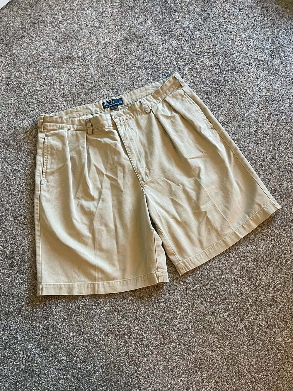 Polo Ralph Lauren Men Tyler Short Khaki Pleated Chino Shorts Size 40